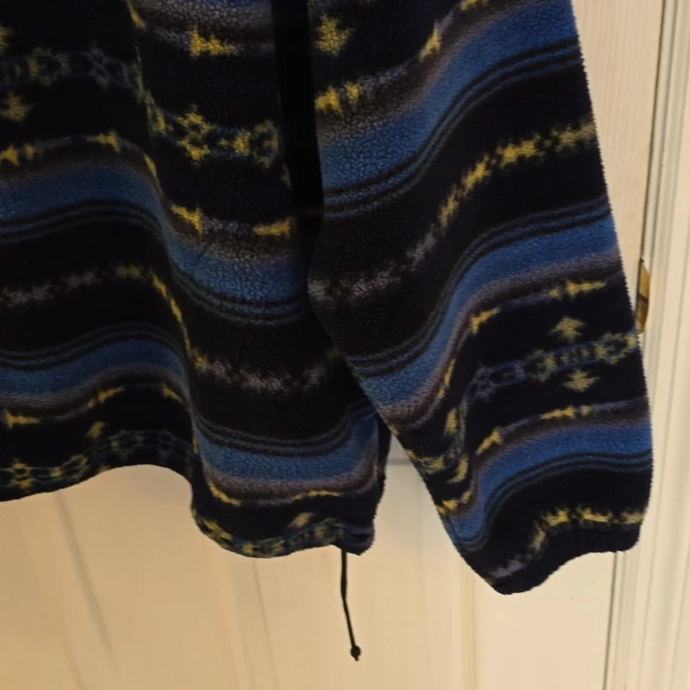 Lands' End Men's Pull over 1/4 Zip Polartech Sweater Print Blue Green Size Large - Picture 5 of 16